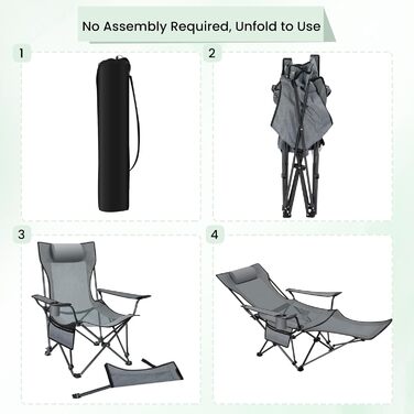 Набір складних стільців WOLTU з 2 шт. , кемпінгове крісло Складний шезлонг Крісло для риболовлі на відкритому повітрі Ультра легкий, сонцезахисне крісло з регульованою спинкою, до 150 кг CPS8162-2 (сірий)