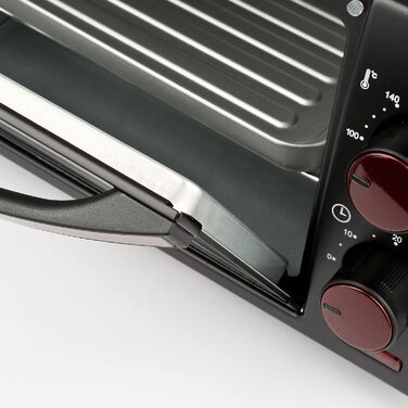 Міні-піч G3 Ferrari G10169 il Moro 10, 800 Вт, таймер 60 хв, дверцята для очищення, 100–230 °C, гриль INOX, чорно-червоний