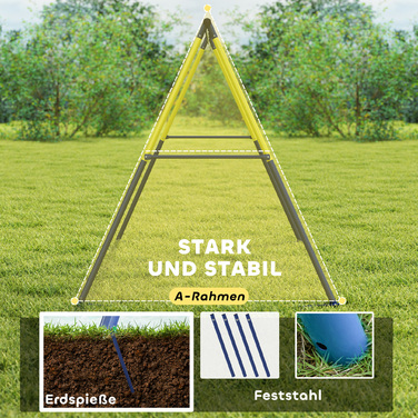 Сталева гойдалка-конструкція до 150 кг для гойдалки-гнізда, дитячої гойдалки, лазалки, 260 x 160 x 178 см, блакитна