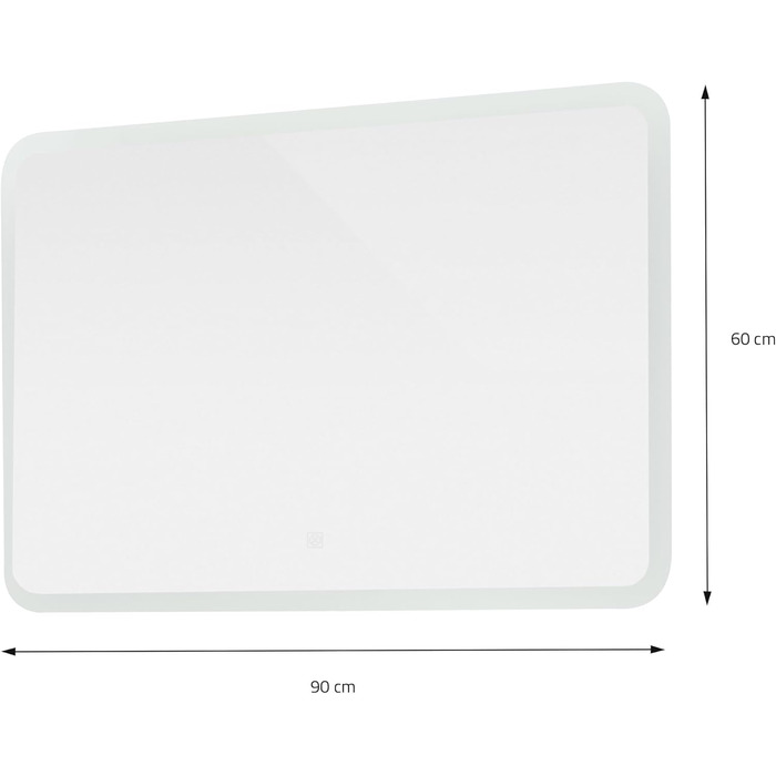 Дзеркало для ванної кімнати ML-Design з LED-підсвічуванням, 90 x 60 см, білий колір, сенсорне керування