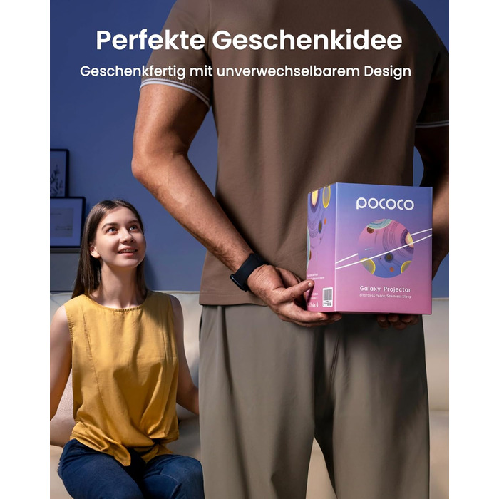 Проєктор зоряного неба POCOCO Sternenhimmel: LED-проектор галактики, планетарій для дітей та дорослих, нічник з ауророю, 2 диски, таймер, рожево-блакитний