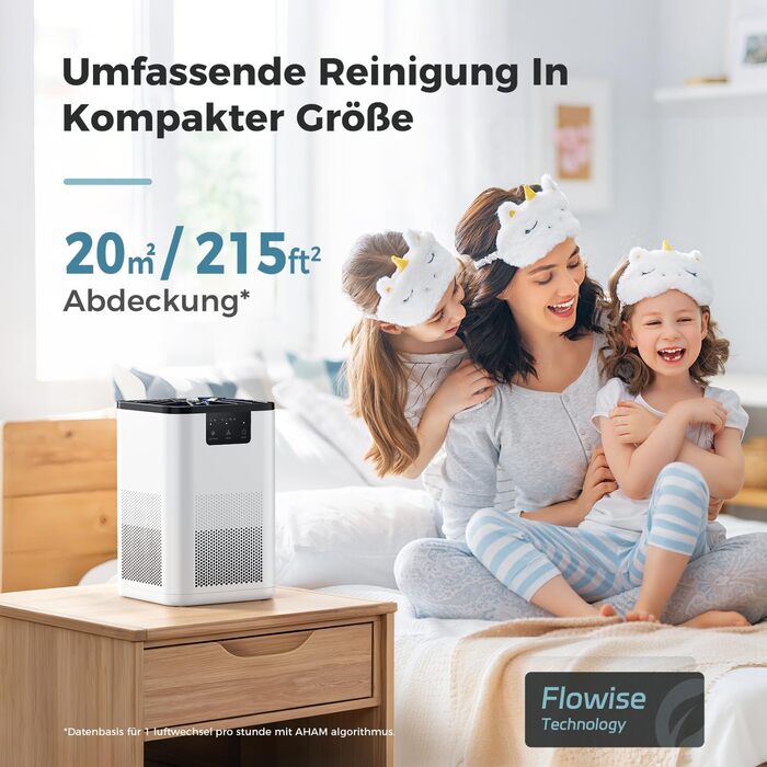 Повітряочисник Aroeve для спальні з ароматерапією, для дому, офісу, видаляє шерсть, пил, запах, 20dB