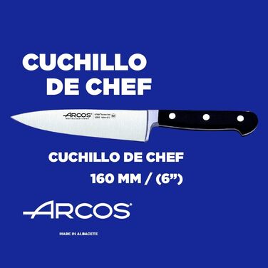 Набір кухонних ножів Arcos Clasica (6 предметів) з блоком - 4 ножі + кухонні ножиці + точилка - нержавіюча сталь NITRUM, ручки POM, дерев'яний блок