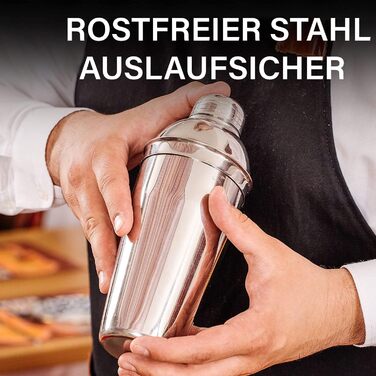 Набір шейкерів для коктейлів Zulay з нержавіючої сталі 700 мл (6 шт.) – шейкер, джиггер, стік та ложка для змішування – для Маргарити та інших коктейлів