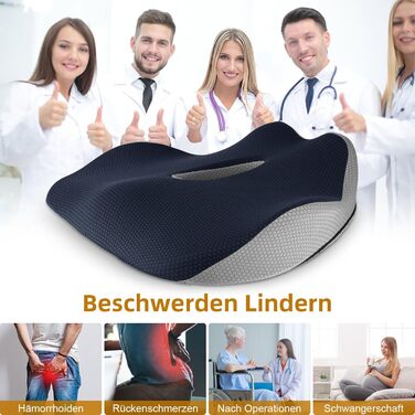 Подушка для сидіння Fwiull з Memory Foam: ергономічна, для авто, софи, офісу (темно-синій)