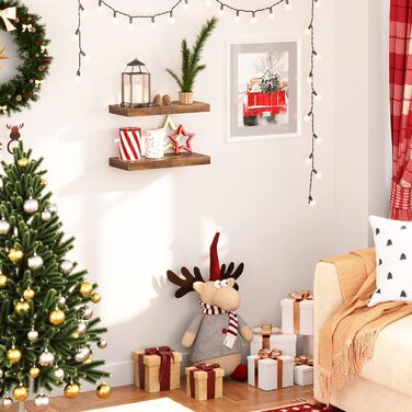 Полиця настінна HOOBRO 2 шт, плаваюча, 60x20x3.8 см, темно-коричнева. Настінні полиці для ванної, спальні, кухні, офісу, вітальні