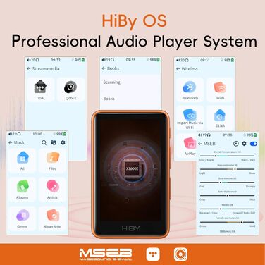 HiBy R1 HiFi MP3-плеєр з Bluetooth 5.1, Hi-Res Audio, DSD256, сенсорний екран 7,6 см, 32 ГБ, навушники Yves, підтримка Tidal/Qobuz, налаштування MSEB