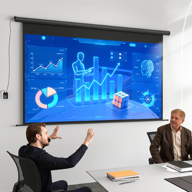 Екран проекційний Beamer-Leinwand, формат 16:9, з пультом дистанційного керування, розміром 266 x 149 см (120 дюймів), чорного кольору