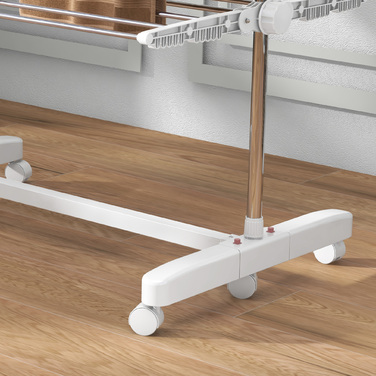 Зручна мобільна сушарка для білизни на коліщатках, з 4 рівнями, складана, з нержавіючої сталі, стійка до корозії, біло-срібна, розмір 142 x 55 x 172 см