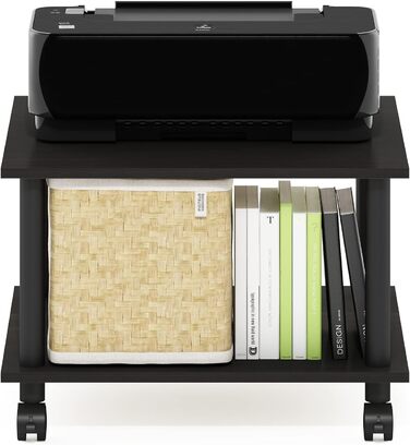 Підставка для комп'ютера Furinno Econ для офісу, з роликами, 2-рівнева, Espresso/Schwarz