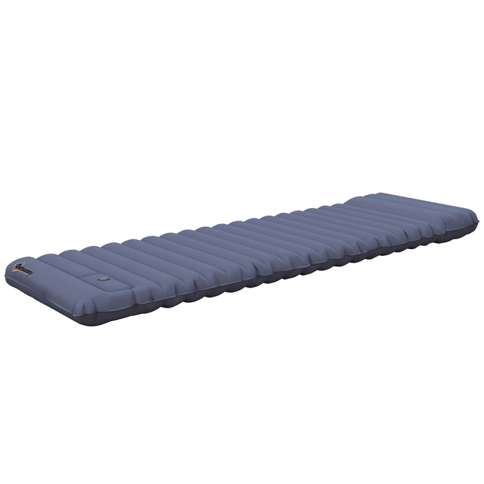 Водовідштовхувальний повітряний матрац Outsunny Camping Sleeping Mattress з сумкою для перенесення ножного насоса синій до 80 кг для активного відпочинку
