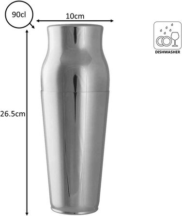 Шейкер для коктейлів Urban Bar Calabrese 90 мл - Французький шейкер для коктейлів із двох частин - 18/8 Шейкер для коктейлів з нержавіючої сталі 90 мл Silver