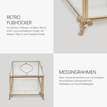 Скляна коробочка для серветок SLHEQING Gold - прямокутна, для ванної, вітальні, спальні, офісу (прозора)