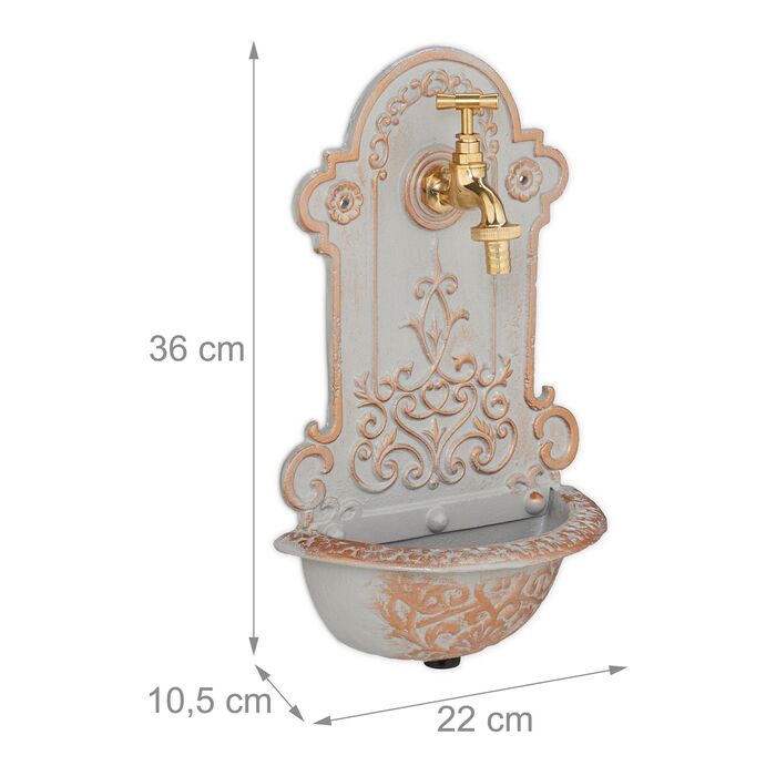 Розкішний настінний фонтанчик Relaxdays з золотим та сірим декором