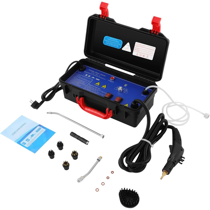 Пароочисник ручний 3000 Вт, 3-3,5 бар, 6-рівнева регулювання, вологостійкий IPX4, з набором інструментів, для дому та автомобіля