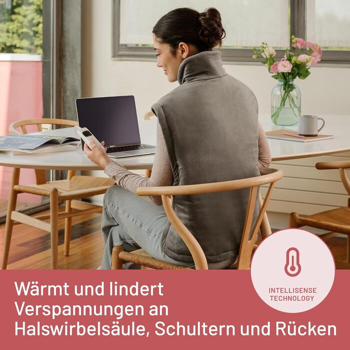 Грілка для шиї та плечей Imetec Intellisense - 47x52 см, 5 температур, електрозахист, антиалергенна тканина, машинне прання