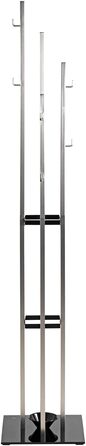 Вішалка для одягу HAKU Möbel з нержавіючої сталі, чорна, метал, скло 8 мм - 35x182x35 см, сучасний стиль