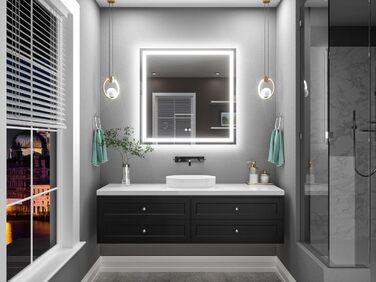 Дзеркало для ванної кімнати TETOTE з підсвічуванням 90x90 см, без рами, LED-touch, 3 кольори, регулювання яскравості, функція пам'яті