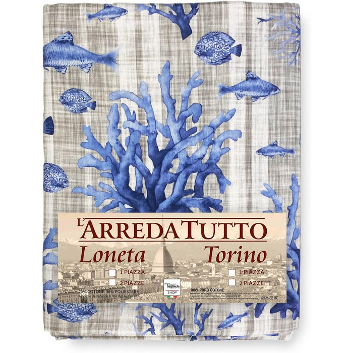 Чохол на диван Gran Foulard з тканини Loneta (Blue Fish, 2 Piazze)