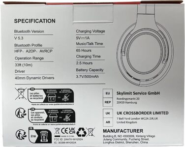 Накладні Bluetooth-навушники BERIBES, 65 годин, 6 режимів еквалайзера, HiFi, Мікрофон, Складні, Рожевий