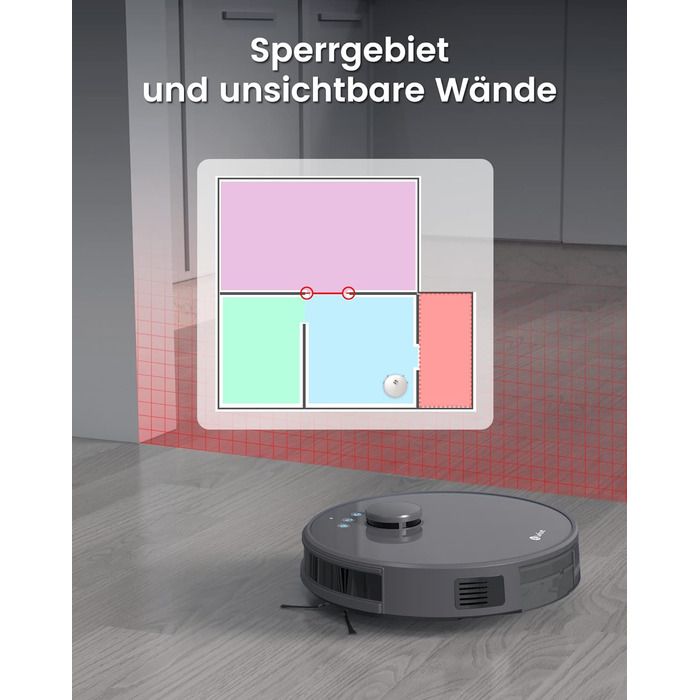 Робот-пилосос LEFANT M1 з функцією миття, 5500Pa, 200хв роботи, мапінг, зони заборони, для шерсті тварин, килимів та твердих підлог