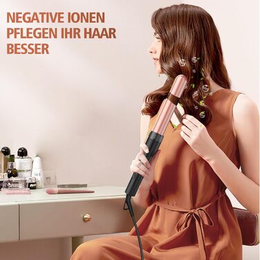 Набір для завивки волосся BESTOPE PRO 5 в 1 з LED-дисплеєм: 3 насадки, регулювання температури, рукавичка, 2 кліпси, рожеве золото