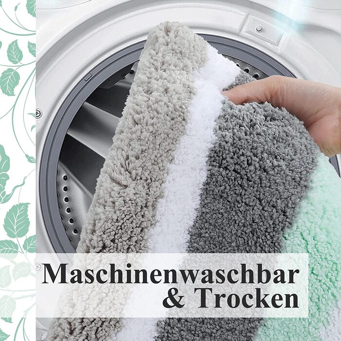 Набір килимків для ванної кімнати Homaxy (2 шт.) з мікрофібри, 40x60 см + 40x120 см, зелено-сірий. Вбираючі, м'які, з високим ворсом