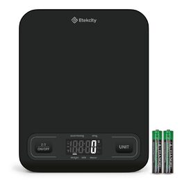 Кухонні ваги Etekcity: цифрові, 1г точність, 10кг, LED-дисплей, функція тарування, USB-зарядка, нержавіюча сталь (Premium black)