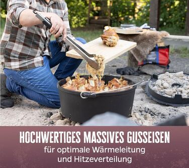 Набір Dutch Oven Grillfürst BBQ Edition DO 9: чавунний котелок з ніжками, 8,5 л (Dutch Oven DO 28) з підйомником кришки та сумкою для зберігання