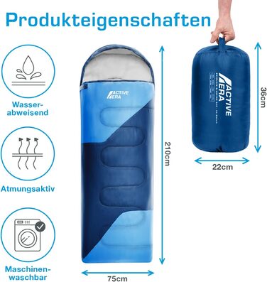 Спальний мішок Active Era Premium муміє 250 GSM для зими та літа, температурний режим 0°C-15°C, водовідштовхувальний, ультралегкий, компактний, для кемпінгу та фестивалів