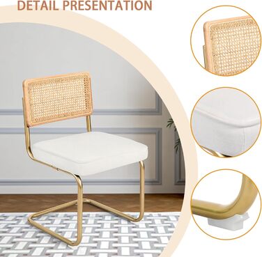 Набір з 2-х обідніх крісел CangLong, м'який крісло-відпочивальник для кухні, їдальні та вітальні, гостьові крісла з масивними дерев'яними ніжками (білий велюр)