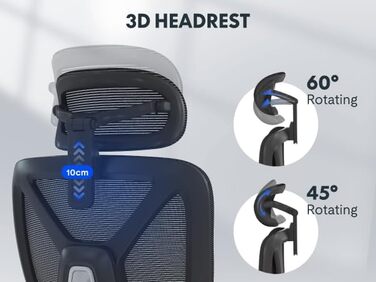 Органічний офісний стіл FLEXISPOT ErgoX: ергономічний крісло з 3D підлокітниками, 3D-підголівником, 5D-регулюванням спинки, дихаюча сітка, до 130 кг, темно-сірий