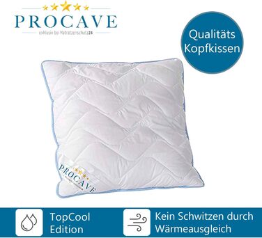 Подушка PROCAVE TopCool 65х65 см, підходить для алергіків, для зими та літа, 100 Зроблено в Німеччині