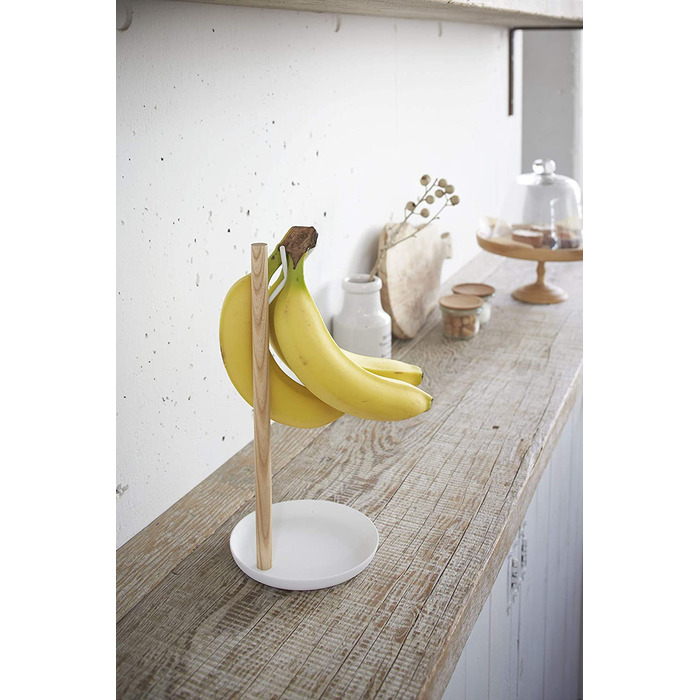 Стійка для бананів YAMAZAKI Tosca 2411, сталева, дерев'яна, бананові гачки, для зберігання фруктів, вітальня, кухня, довжина 13 x Ш 13 X в 28 см