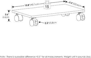 Підставка для комп'ютера та принтера Furinno Econ Home Office з роликами, Espresso, 1-рівнева