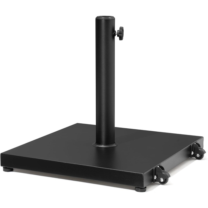 Підставка для парасольки на терасу, 18,1 кг, міцна квадратна підставка з бетону, стійка для парасольки з текового дерева (з колесами), чорна (з колесами)