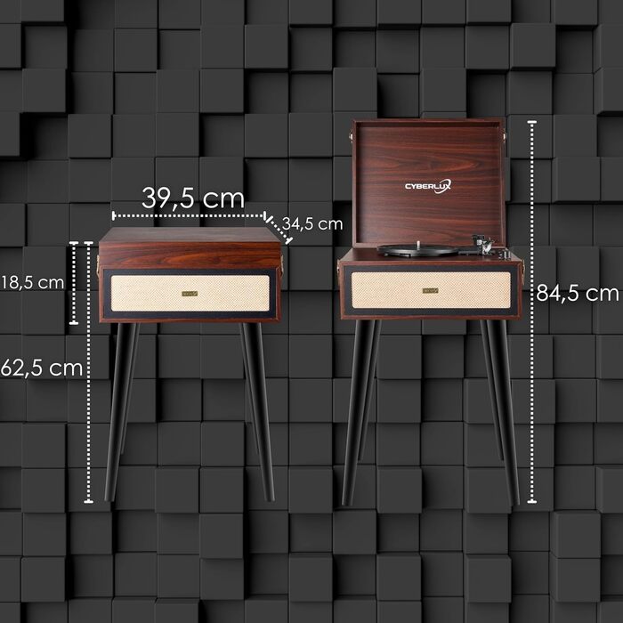 Ретро вініловий програвач із підставкою, Bluetooth, FM-радіо, USB, динамік Full Range, AUX, MicroSD, портативний програвач платівок у валізі на ніжках