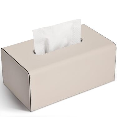 Склянка для серветок KingFOM з PU шкіри, бежевого кольору, прямокутна - для офісу, авто, дому