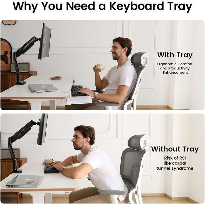 Тримач для клавіатури NearHub з регулюванням, під стіл, карбоновий дизайн, 65 см