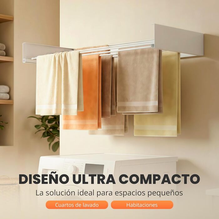 Настінна сушарка для білизни Jupplies, 120 см, розкладна, з алюмінію, 30 кг, для дому та вулиці (біла)