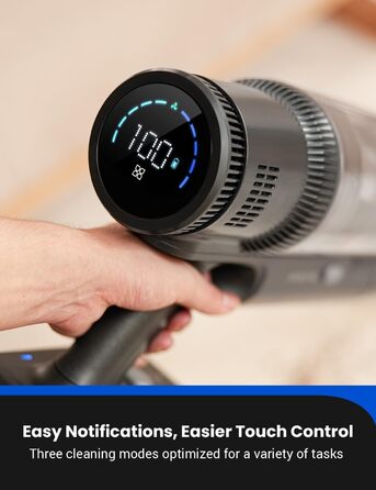 Бездротовий пилосос Proscenic P15: 55KPa, 580W, 70 хв, LED дисплей, антизаплутування, фільтр 6 шарів, для килимів, твердих поверхонь, шерсті тварин, автосалону (світло-сріблястий)