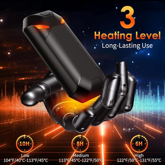 Електричні грілки для рук YAZDEKY 2 шт. - подарунок для чоловіків, 6000mAh, акумуляторні, чорні