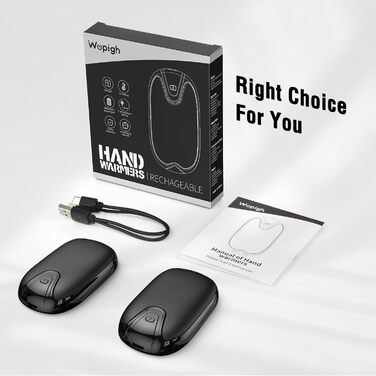 Електричні грілки для рук, набір 2 шт., перезаряджаються, портативні, 3 режими нагріву, ідеальний подарунок для спорту, гольфу, кемпінгу, чорний