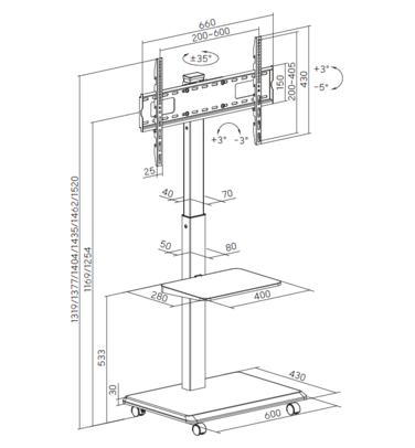 Стійка з кріпленням для телевізора OfficePro TVS302B