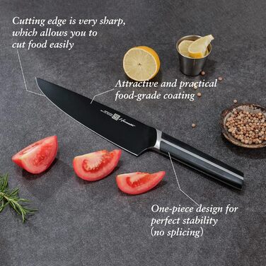 Набір ножів 14 предметів з бруском, кухонний набір ножів з дерев'яним бруском, ножі з німецької сталі X50CrMoV15 (кухонний ніж, сантоку, ніж для стейка, ніж для чищення, ножиці)