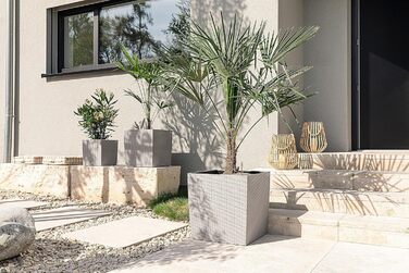 Горщик Lechuza Cube Cottage 30, 30x30x30 см, система автополиву, пісочно-коричневий