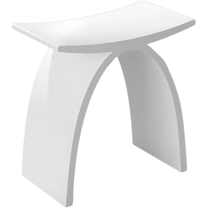 Стілець для ванної кімнати Bernstein Badhocker PB4001 з мінерального каменю, білий матовий, 43 x 43 x 23,5 см, водонепроникний, антиковзкий, без запаху, універсальний для сидіння та зберігання