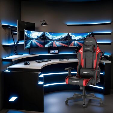 Крісло ігрове DXRacer PRINCE FD01 /N - Чорно-червоне, регульоване, ергономічне для офісу та дому