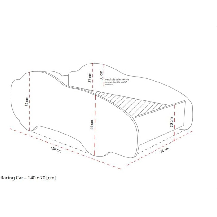 Верхнє ліжко Автомобільне ліжко, Поліцейське, Ліжко Автомобільне, Дитяче ліжко із захистом від падіння, Молодіжне ліжко, Дитяче ліжко з рейковим каркасом для хлопчиків і дівчаток, Гоночний автомобіль (Автомобіль, ) (140x70 см, Топ Кар)
