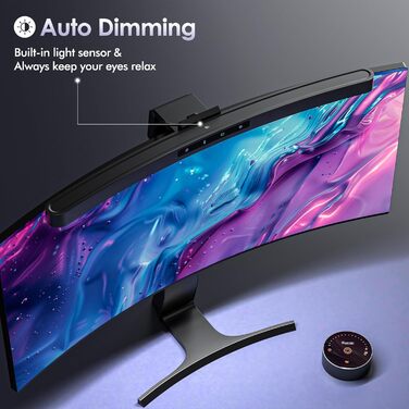 Світлодіодна лампа для монітора Quntis Curved 38см з сенсорним керуванням та пультом, захист від синього світла, регулювання яскравості, для офісу та дому